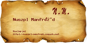 Nuszpl Manfréd névjegykártya